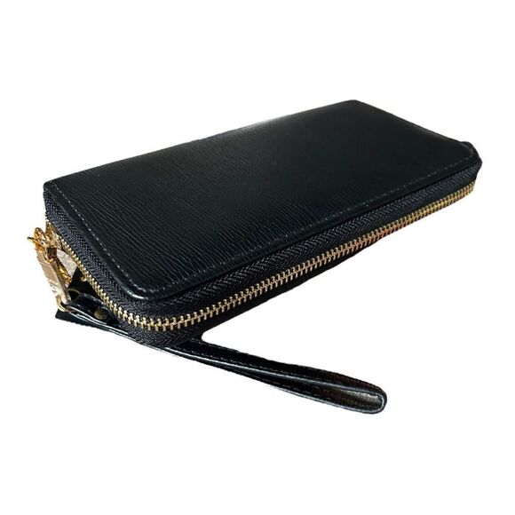 NEW Bebe Gianna Black Gold Wristlet Clutch Full Zip - Picture 3 of 5